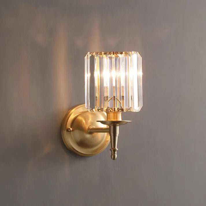 Elegant silver metal wall lamp with crystal accents, featuring diffused lighting for a soft ambiance, perfect for home decor. 2