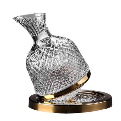 Elegant crystal wine carafe featuring a 360-degree swivel function, designed for optimal aeration, made from transparent glass for a stylish addition to any dining 0