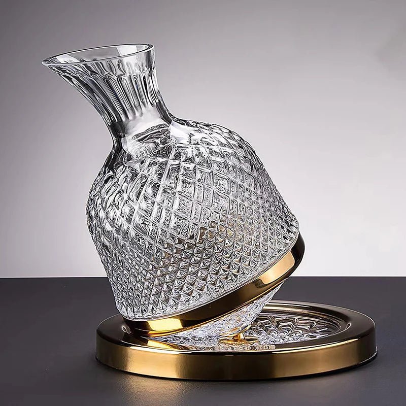 Elegant crystal wine carafe featuring a 360-degree swivel function, designed for optimal aeration, made from transparent glass for a stylish addition to any dining 1