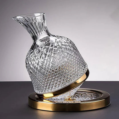 Elegant crystal wine carafe featuring a 360-degree swivel function, designed for optimal aeration, made from transparent glass for a stylish addition to any dining 1