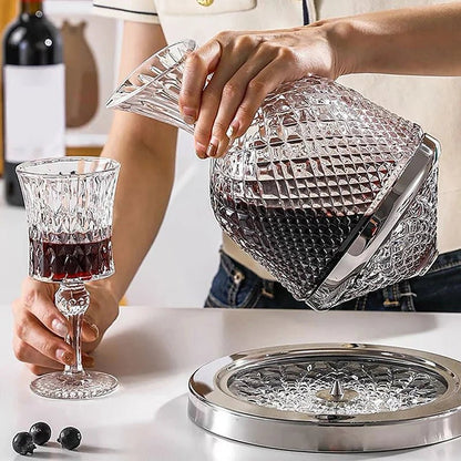 Elegant crystal wine carafe featuring a 360-degree swivel function, designed for optimal aeration, made from transparent glass for a stylish addition to any dining 4