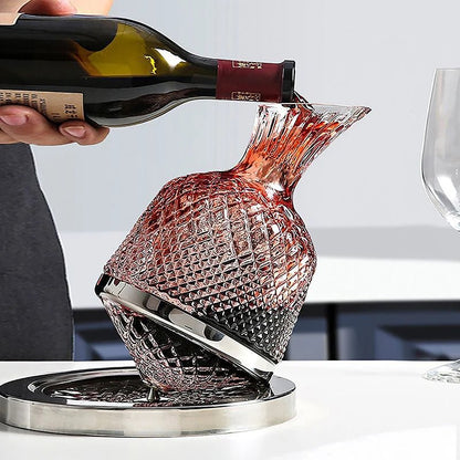 Elegant crystal wine carafe featuring a 360-degree swivel function, designed for optimal aeration, made from transparent glass for a stylish addition to any dining 5
