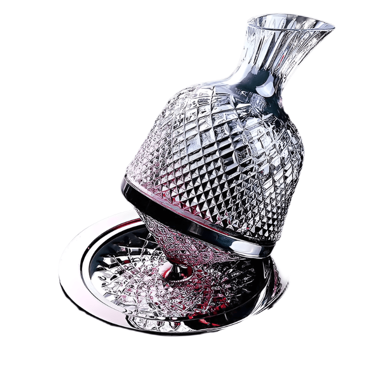 Elegant crystal wine carafe featuring a 360-degree swivel function, designed for optimal aeration, made from transparent glass for a stylish addition to any dining 6
