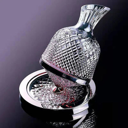 Elegant crystal wine carafe featuring a 360-degree swivel function, designed for optimal aeration, made from transparent glass for a stylish addition to any dining 2