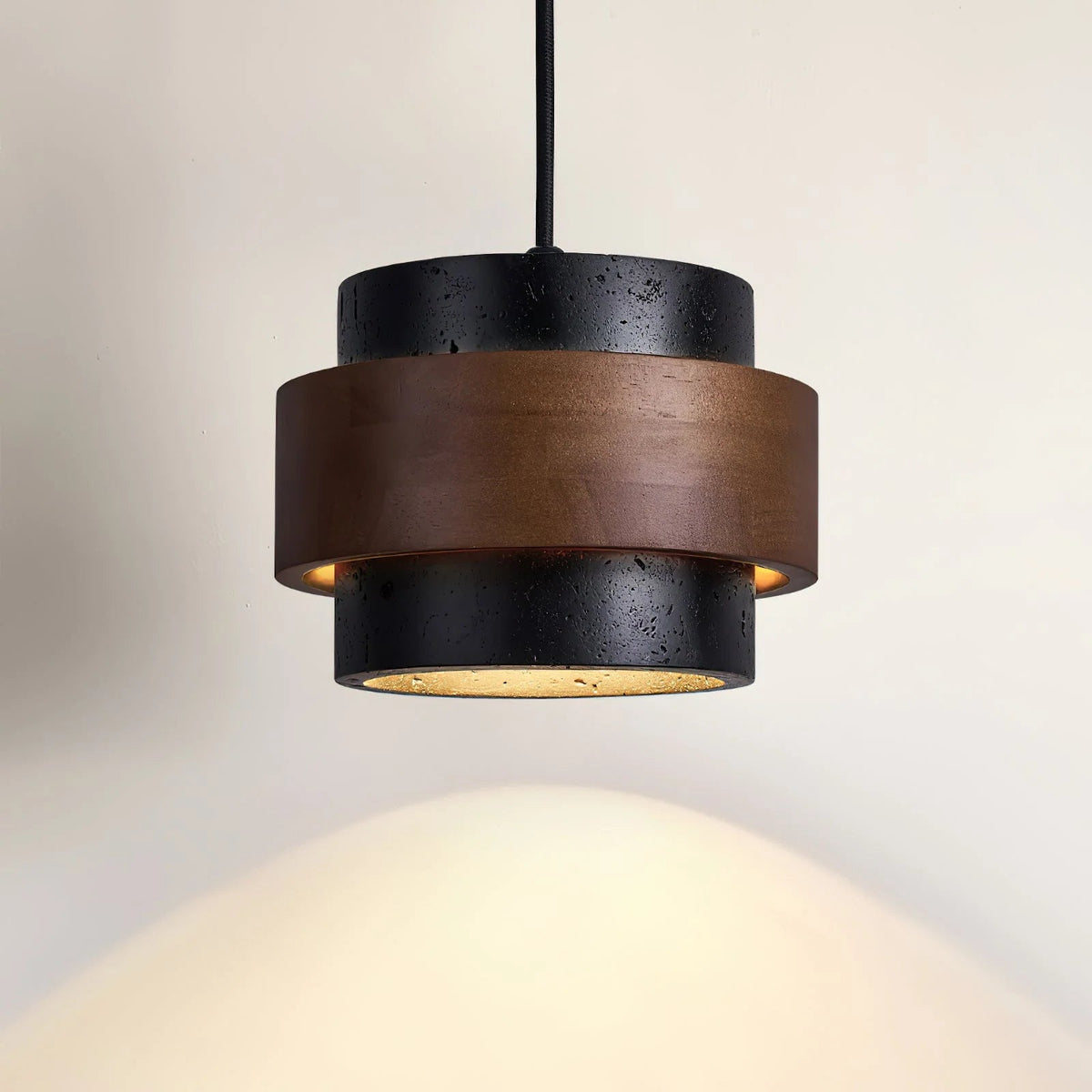 Cylinder pendant light featuring an adjustable height design and a natural travertine shade, perfect for modern kitchen lighting; includes dimmable functionality for customized ambiance 9