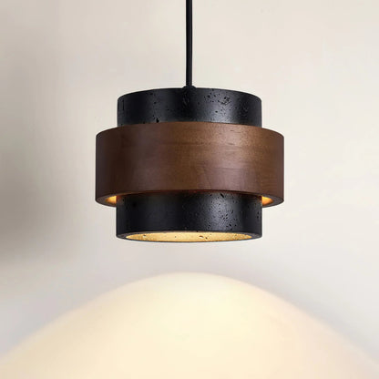 Cylinder pendant light featuring an adjustable height design and a natural travertine shade, perfect for modern kitchen lighting; includes dimmable functionality for customized ambiance 9