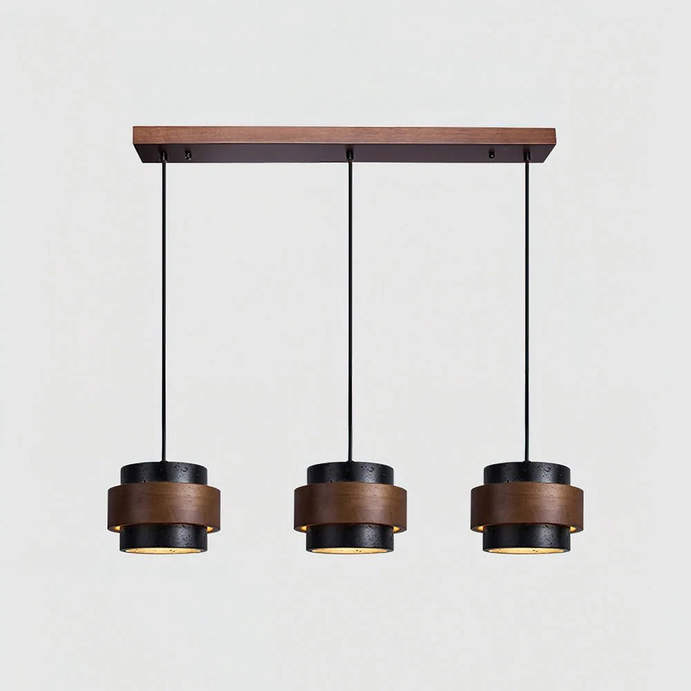Cylinder pendant light featuring an adjustable height design and a natural travertine shade, perfect for modern kitchen lighting; includes dimmable functionality for customized ambiance 21