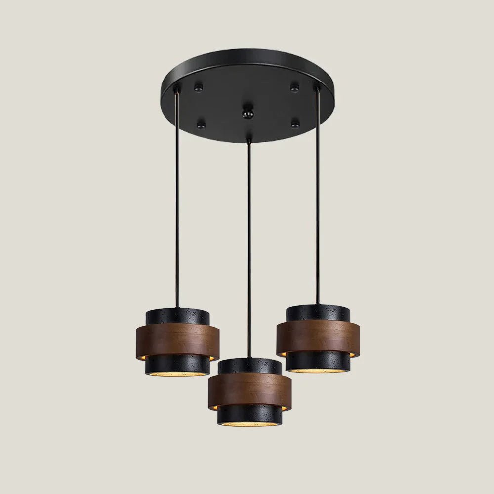 Cylinder pendant light featuring an adjustable height design and a natural travertine shade, perfect for modern kitchen lighting; includes dimmable functionality for customized ambiance 12