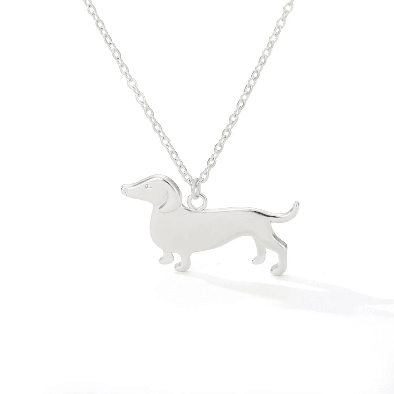 Charming Dachshund silver necklace with adjustable chain, perfect for dog lovers and pet enthusiasts. 4