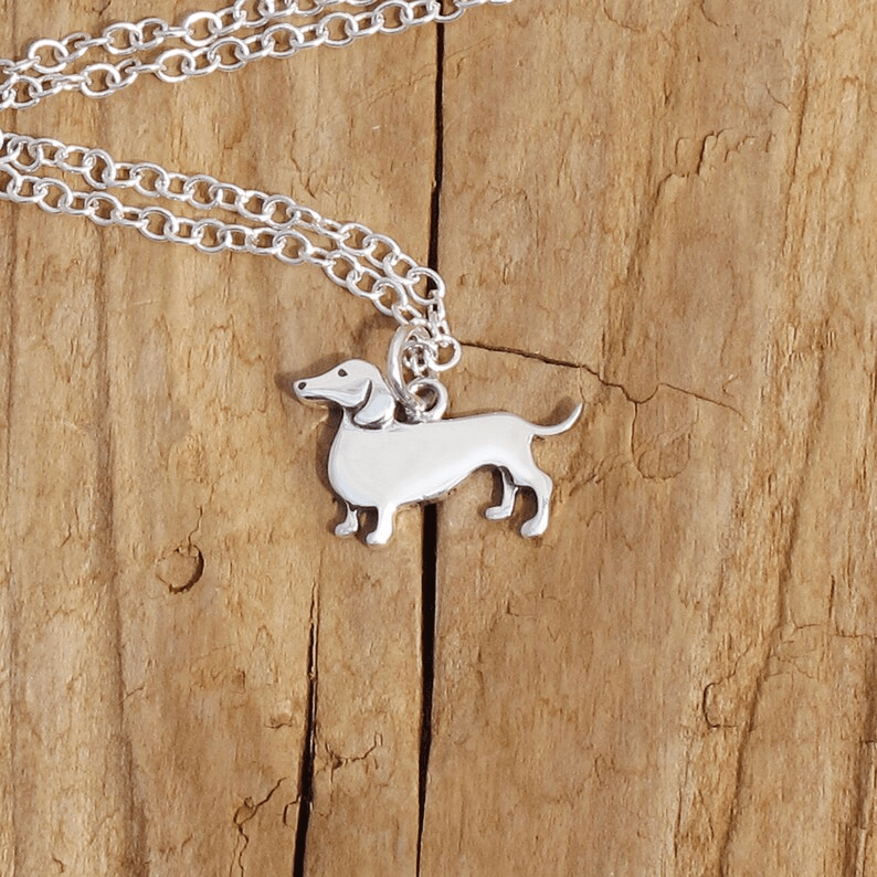Charming Dachshund silver necklace with adjustable chain, perfect for dog lovers and pet enthusiasts. 5