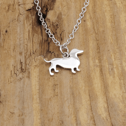 Charming Dachshund silver necklace with adjustable chain, perfect for dog lovers and pet enthusiasts. 3