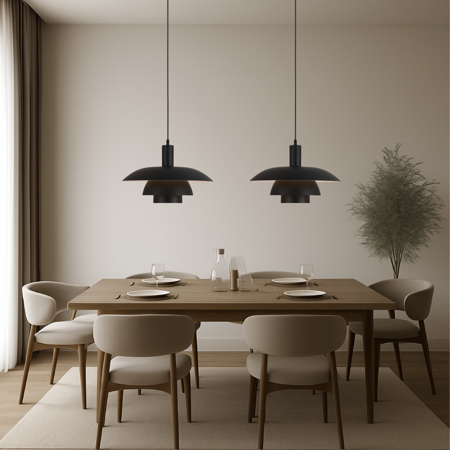Danish style pendant lamp with integrated dimmable LED, available in 29cm and 39cm diameter, designed for kitchen islands with a sleek 8