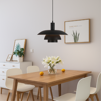 Danish style pendant lamp with integrated dimmable LED, available in 29cm and 39cm diameter, designed for kitchen islands with a sleek 3