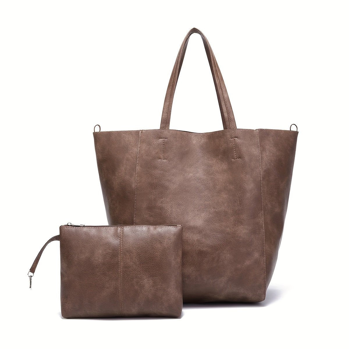 Dark brown leather tote bag featuring a secure buckle closure, perfect for versatile shoulder and sling use, ideal for everyday style and functionality. 2