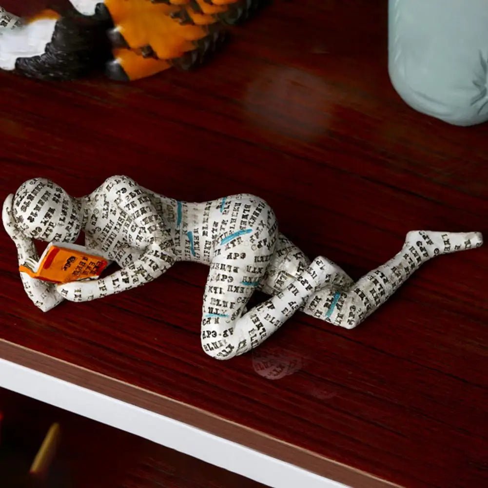 Decorative Bookworm Sculpture made of high-quality resin, measuring 30cm, showcasing an elegant literary accent for home decor. 3