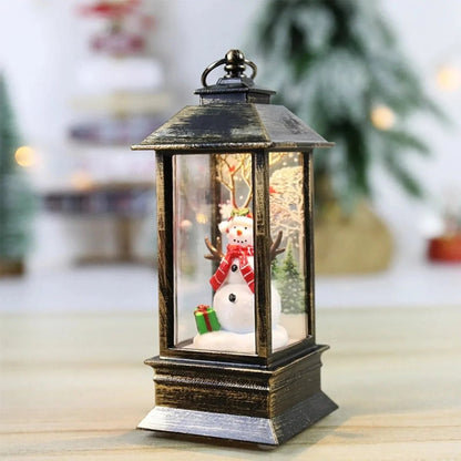 Decorative Christmas lantern featuring a timer function, warm light glow, and dual power options for festive holiday ambiance. 2