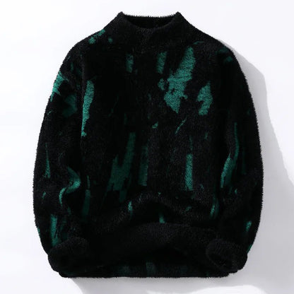 Designer sweater featuring a stylish abstract pattern, crafted from warm knit fabric, suitable for both men and women, showcasing a modern style perfect for any casual or 6