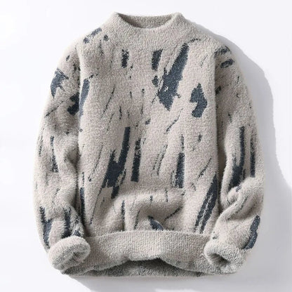 Designer sweater featuring a stylish abstract pattern, crafted from warm knit fabric, suitable for both men and women, showcasing a modern style perfect for any casual or 5