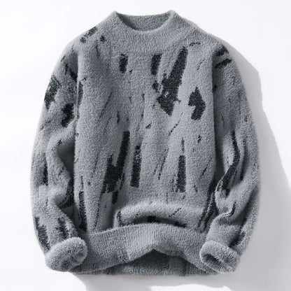 Designer sweater featuring a stylish abstract pattern, crafted from warm knit fabric, suitable for both men and women, showcasing a modern style perfect for any casual or 0