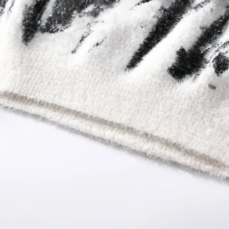 Designer sweater featuring a stylish abstract pattern, crafted from warm knit fabric, suitable for both men and women, showcasing a modern style perfect for any casual or 4