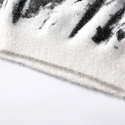Designer sweater featuring a stylish abstract pattern, crafted from warm knit fabric, suitable for both men and women, showcasing a modern style perfect for any casual or 4