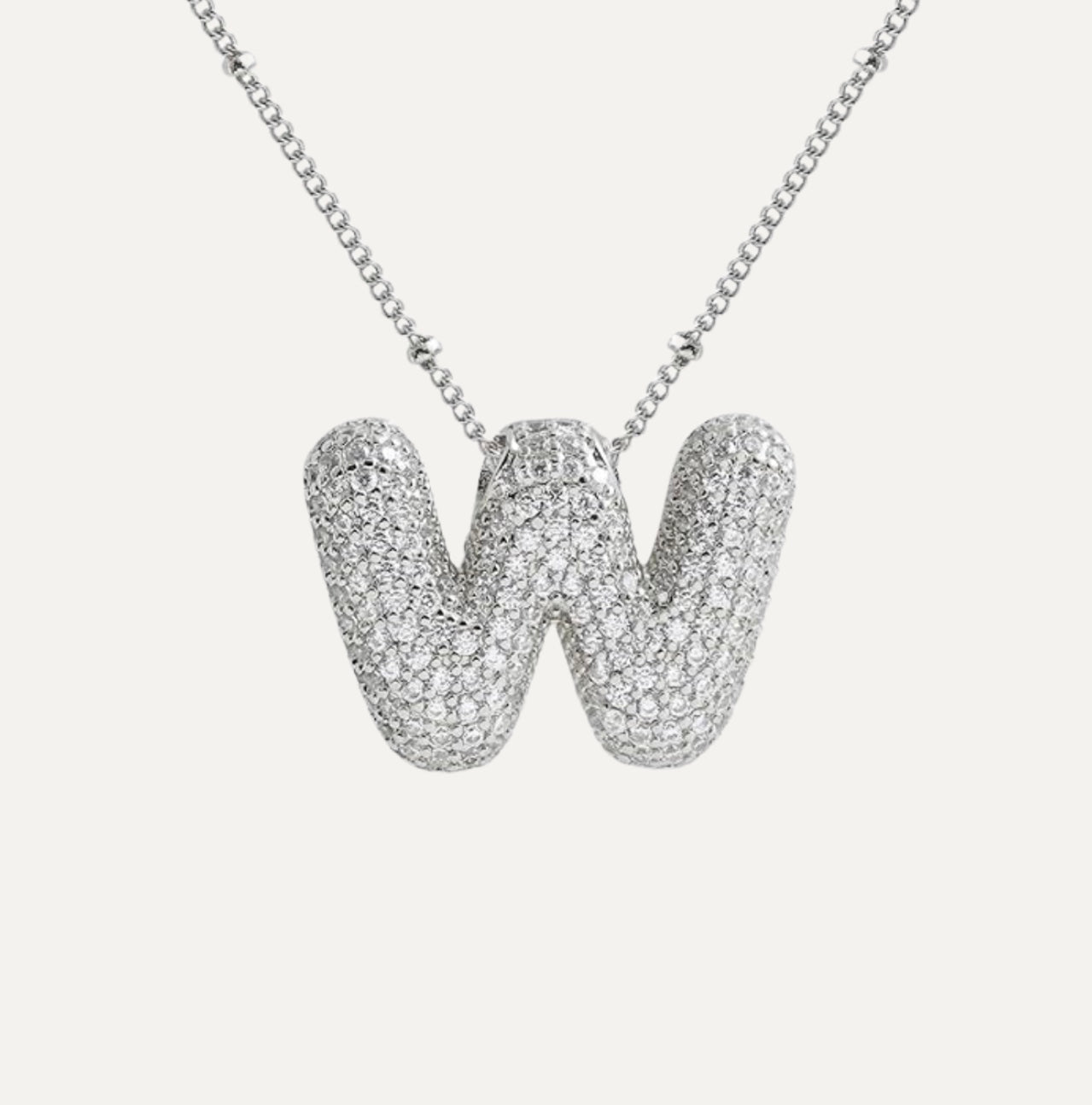 Personalized diamond initial necklace featuring bubble diamonds, elegant 50cm (20in) design, perfect for special occasions and gifts. 21