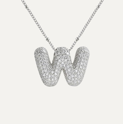 Personalized diamond initial necklace featuring bubble diamonds, elegant 50cm (20in) design, perfect for special occasions and gifts. 21