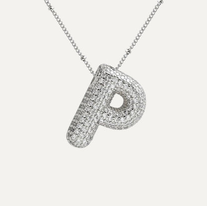 Personalized diamond initial necklace featuring bubble diamonds, elegant 50cm (20in) design, perfect for special occasions and gifts. 41