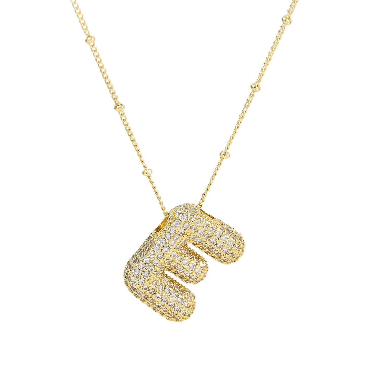Personalized diamond initial necklace featuring bubble diamonds, elegant 50cm (20in) design, perfect for special occasions and gifts. 30