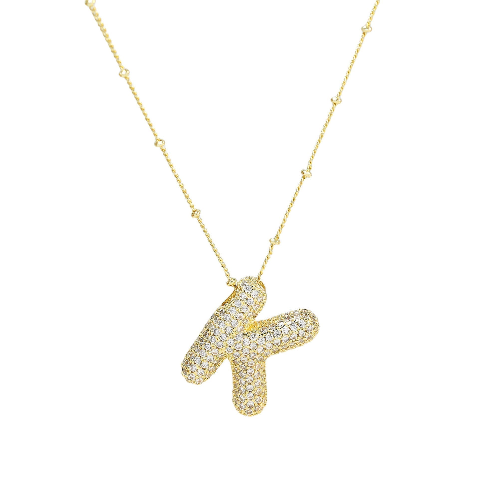 Personalized diamond initial necklace featuring bubble diamonds, elegant 50cm (20in) design, perfect for special occasions and gifts. 9