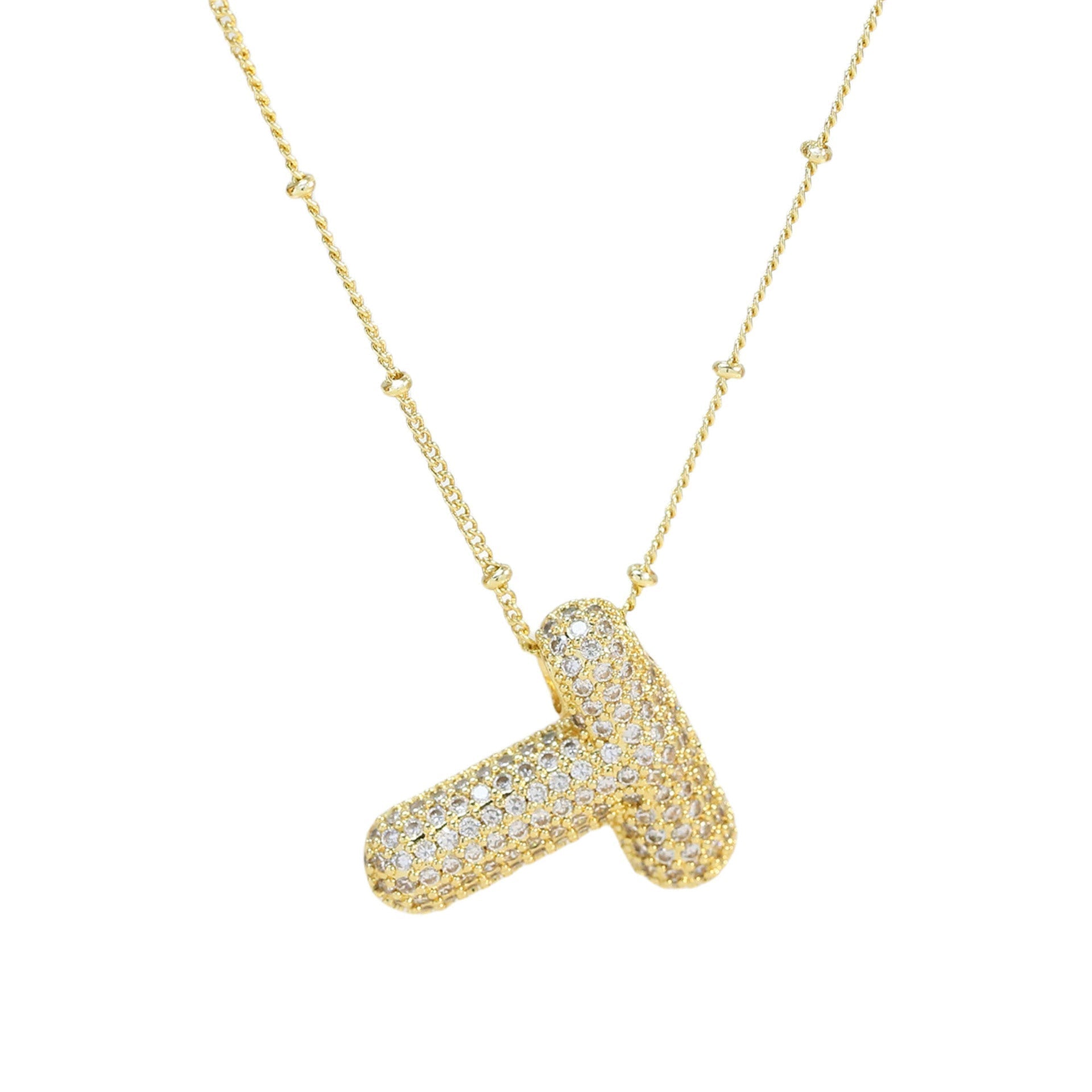 Personalized diamond initial necklace featuring bubble diamonds, elegant 50cm (20in) design, perfect for special occasions and gifts. 20