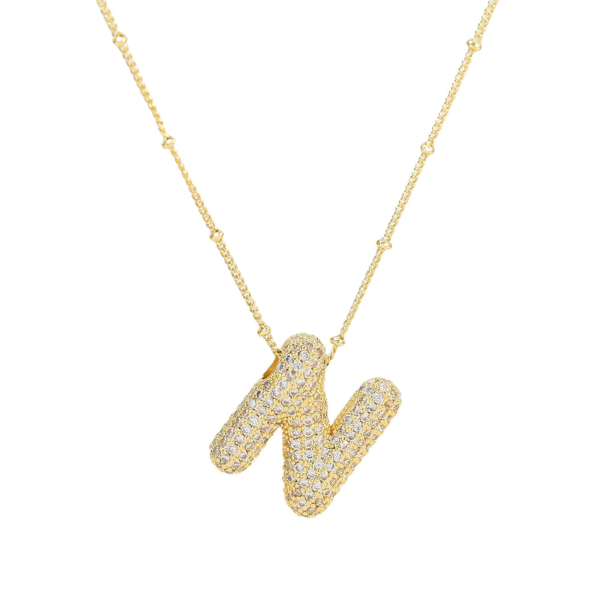 Personalized diamond initial necklace featuring bubble diamonds, elegant 50cm (20in) design, perfect for special occasions and gifts. 11