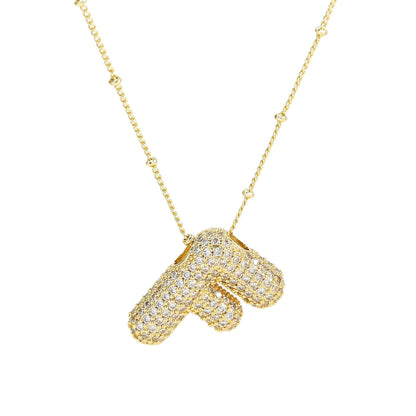 Personalized diamond initial necklace featuring bubble diamonds, elegant 50cm (20in) design, perfect for special occasions and gifts. 13