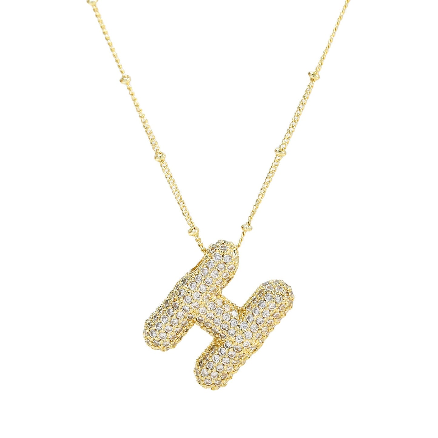 Personalized diamond initial necklace featuring bubble diamonds, elegant 50cm (20in) design, perfect for special occasions and gifts. 48