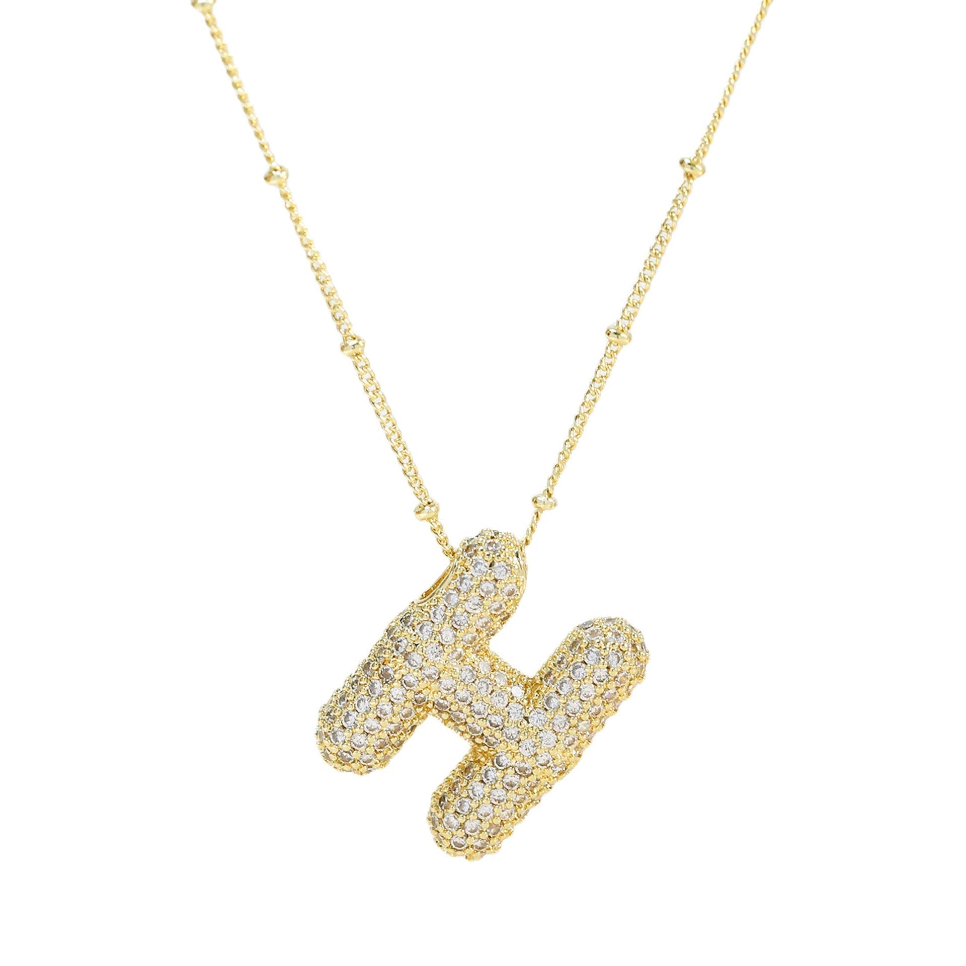 Personalized diamond initial necklace featuring bubble diamonds, elegant 50cm (20in) design, perfect for special occasions and gifts. 48