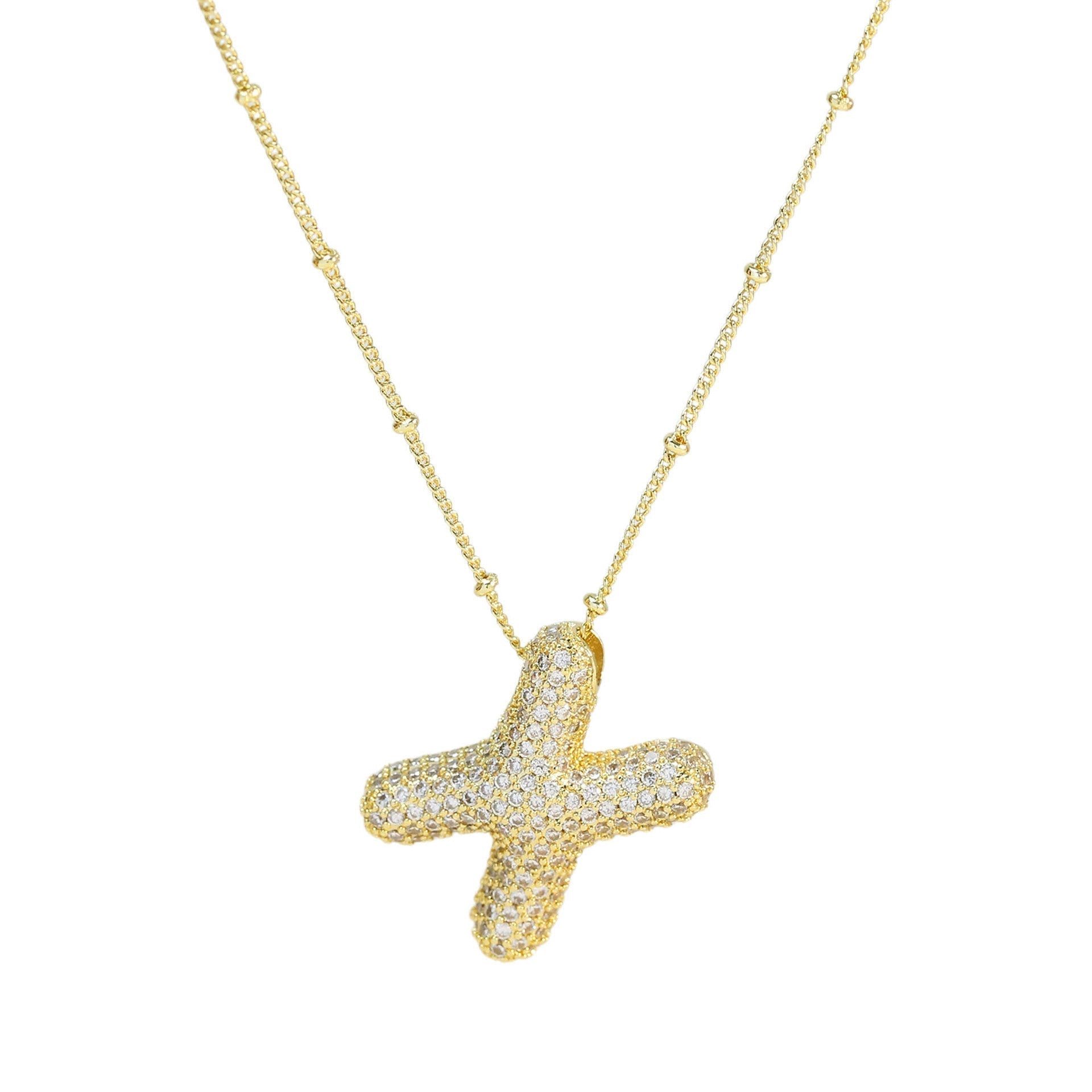 Personalized diamond initial necklace featuring bubble diamonds, elegant 50cm (20in) design, perfect for special occasions and gifts. 18