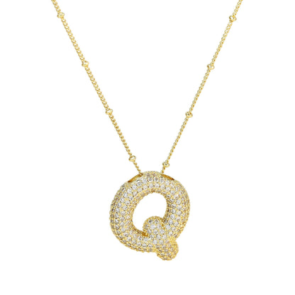 Personalized diamond initial necklace featuring bubble diamonds, elegant 50cm (20in) design, perfect for special occasions and gifts. 44