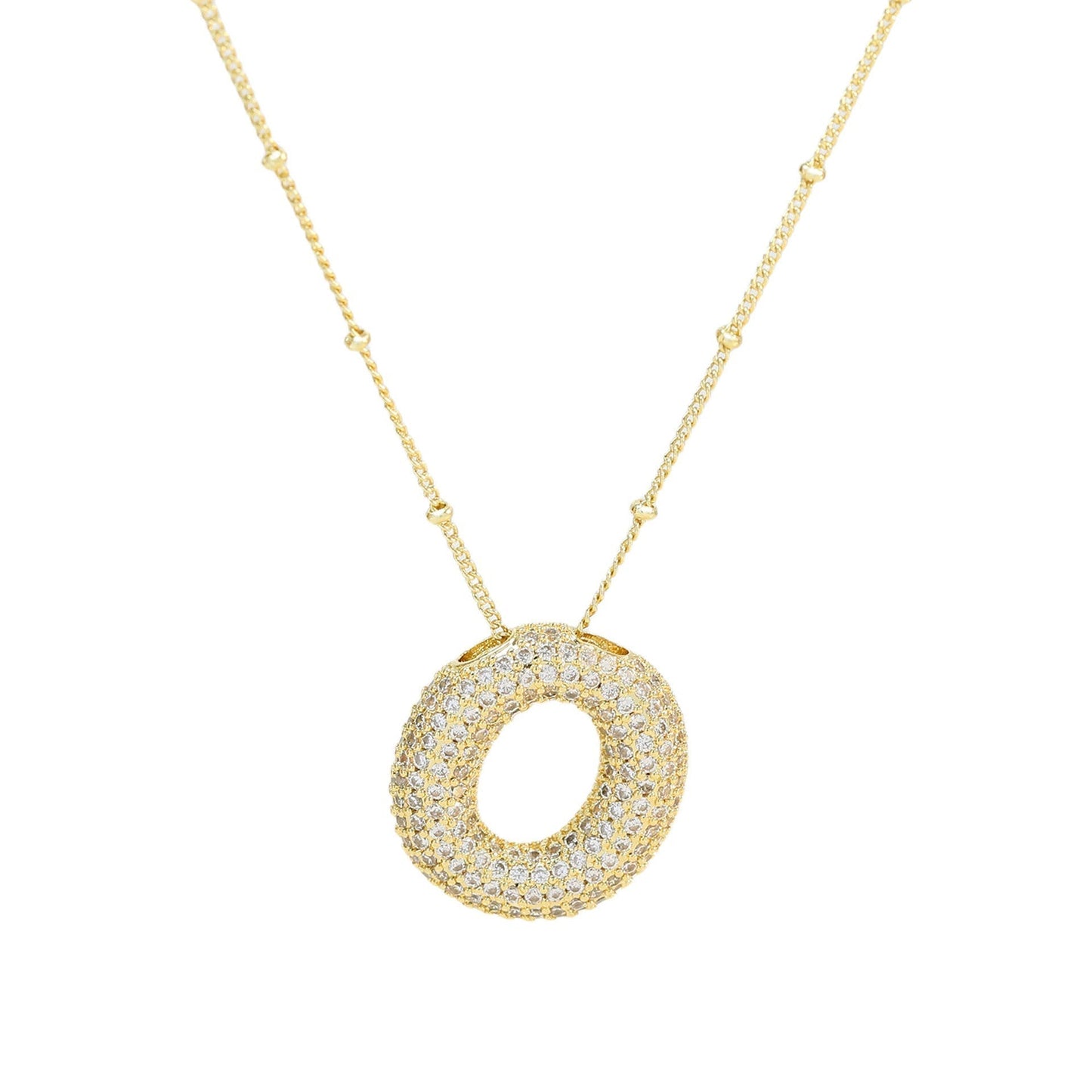 Personalized diamond initial necklace featuring bubble diamonds, elegant 50cm (20in) design, perfect for special occasions and gifts. 26