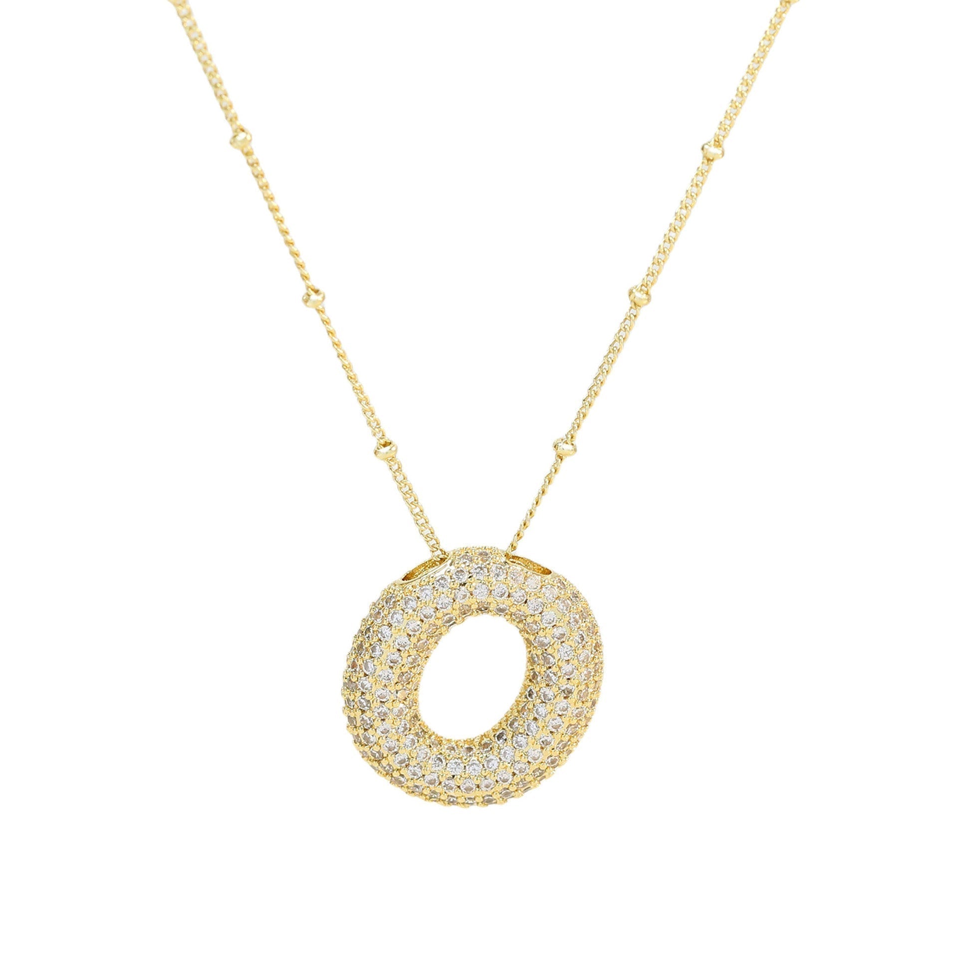Personalized diamond initial necklace featuring bubble diamonds, elegant 50cm (20in) design, perfect for special occasions and gifts. 26