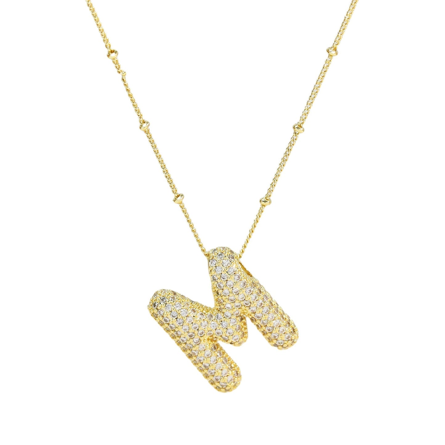 Personalized diamond initial necklace featuring bubble diamonds, elegant 50cm (20in) design, perfect for special occasions and gifts. 42