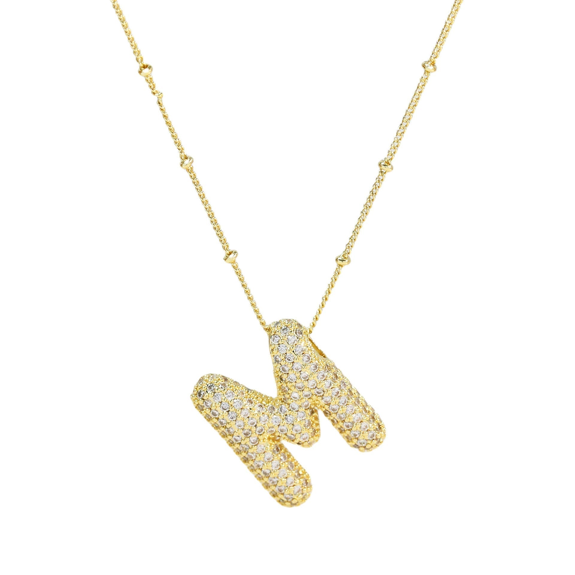 Personalized diamond initial necklace featuring bubble diamonds, elegant 50cm (20in) design, perfect for special occasions and gifts. 42