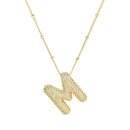 Personalized diamond initial necklace featuring bubble diamonds, elegant 50cm (20in) design, perfect for special occasions and gifts. 42