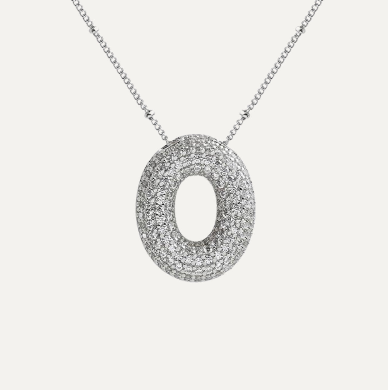 Personalized diamond initial necklace featuring bubble diamonds, elegant 50cm (20in) design, perfect for special occasions and gifts. 50