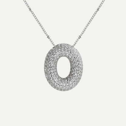 Personalized diamond initial necklace featuring bubble diamonds, elegant 50cm (20in) design, perfect for special occasions and gifts. 50