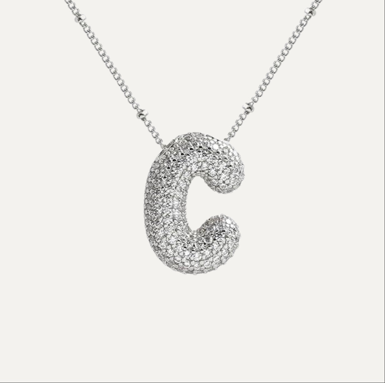 Personalized diamond initial necklace featuring bubble diamonds, elegant 50cm (20in) design, perfect for special occasions and gifts. 6