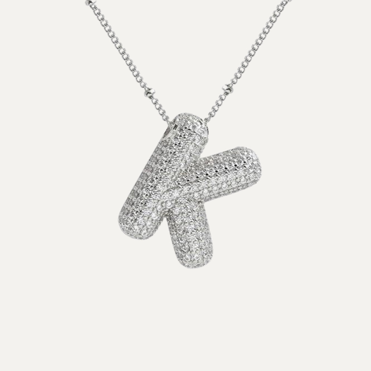 Personalized diamond initial necklace featuring bubble diamonds, elegant 50cm (20in) design, perfect for special occasions and gifts. 10