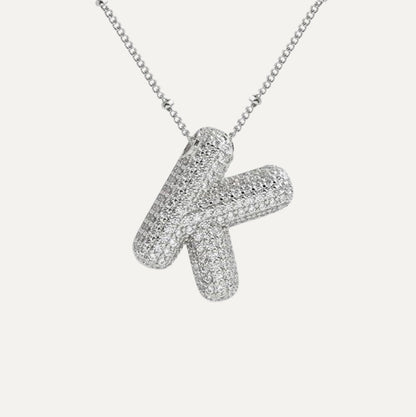 Personalized diamond initial necklace featuring bubble diamonds, elegant 50cm (20in) design, perfect for special occasions and gifts. 10