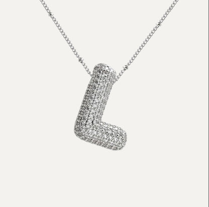 Personalized diamond initial necklace featuring bubble diamonds, elegant 50cm (20in) design, perfect for special occasions and gifts. 49