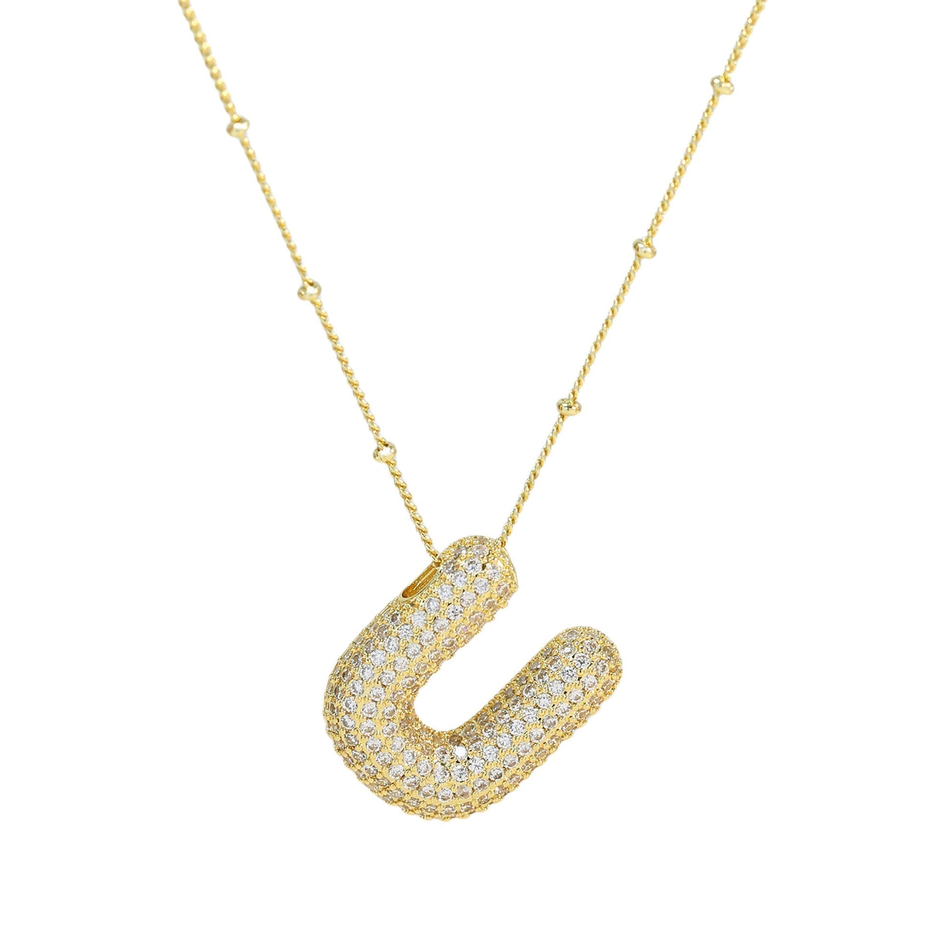 Personalized diamond initial necklace featuring bubble diamonds, elegant 50cm (20in) design, perfect for special occasions and gifts. 34