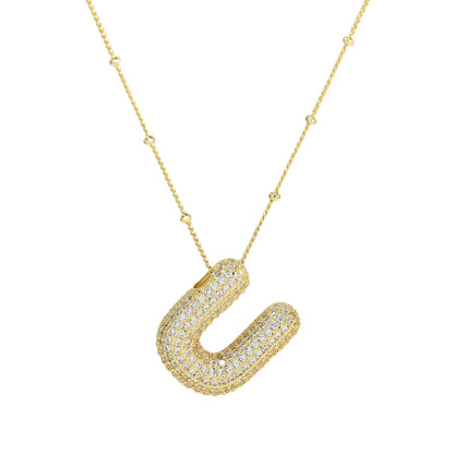 Personalized diamond initial necklace featuring bubble diamonds, elegant 50cm (20in) design, perfect for special occasions and gifts. 34